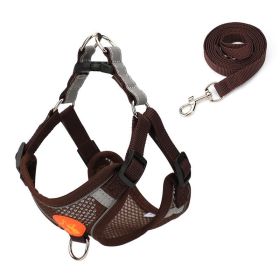 Small Dog Harness Puppy Harness and Leash Set with Reflective Strip for Small Dog Breeds (Color: brown, size: XS)