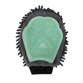 Pet Bathing Brush 2-in-1 Grooming Glove Elegant Dog Grooming Tool For Brushing, Massaging (Color: green)