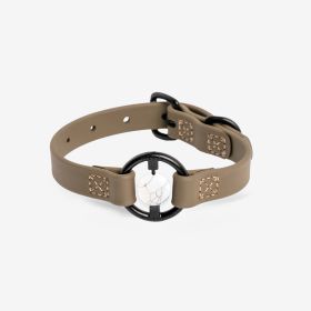 Luxury Spill-Proof Dog Collar Embedded with Healing Crystal (Color: Martini Olive, size: X-Small)