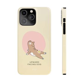 Upward Facing Dog Yoga Theme Slim Case for iPhone (Color: yellow, size: iPhone 14 Pro)