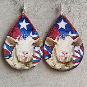 Animal Earrings Western Farm Pig Dog Cow Wooden Earrings (Color: 4)