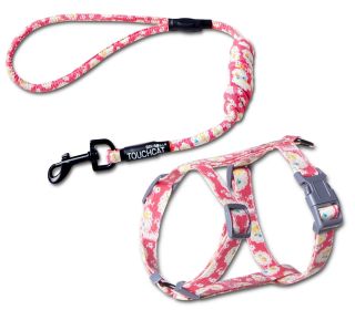 Touchcat 'Radi-Claw' Durable Cable Cat Harness and Leash Combo (Color: pink, size: small)