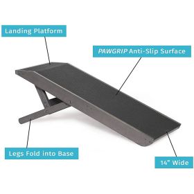 Youfun Adjustable Dog Ramp For Bed Small Dog & Large Dogs - 24 H Folding Dachshund Ramp Hardwood Pet Ramp For Couch With Platform Top Anti-Slip Surfac (Color: Grey)