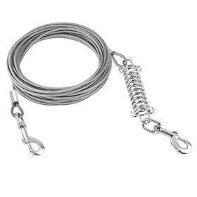 Dog Tie Out Cable Long Dog Leash Chew Proof Lead Dog Chain with Durable Spring 360° Rotatable Clips PVC Case for Outside Yard Caming (Color: Grey, size: 9m)