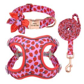 Custom Printed Dog Collar Leash Set Personalized Pet Dog Collar (Color: White, size: S)