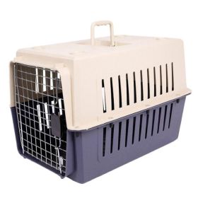 Portable Pet Box Cat & Dog Carrier Cage with Chrome Door (Type: Pet Supplies, Color: dark blue)