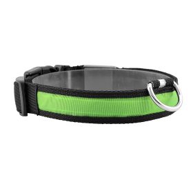 LED Dog Collar USB Rechargeable Adjustable Dog Safety Collar Night Safety Flashing Luminous Light up Collar (Color: green, size: XL)