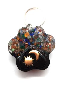 Calming Dog Charms EMF 5G Protection Paw Print over 25 pounds Chakra Crystals (Style: Sun Moon, Material: Orgone)