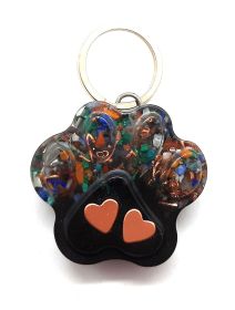 Calming Dog Charms EMF 5G Protection Paw Print over 25 pounds Chakra Crystals (Style: Two Hearts, Material: Orgone)