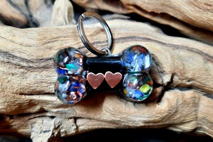 Calming Dog Charms EMF 5G Protection Dog Bone over 25 pounds Chakra Crystals (Style: Two Hearts, Material: Orgone)